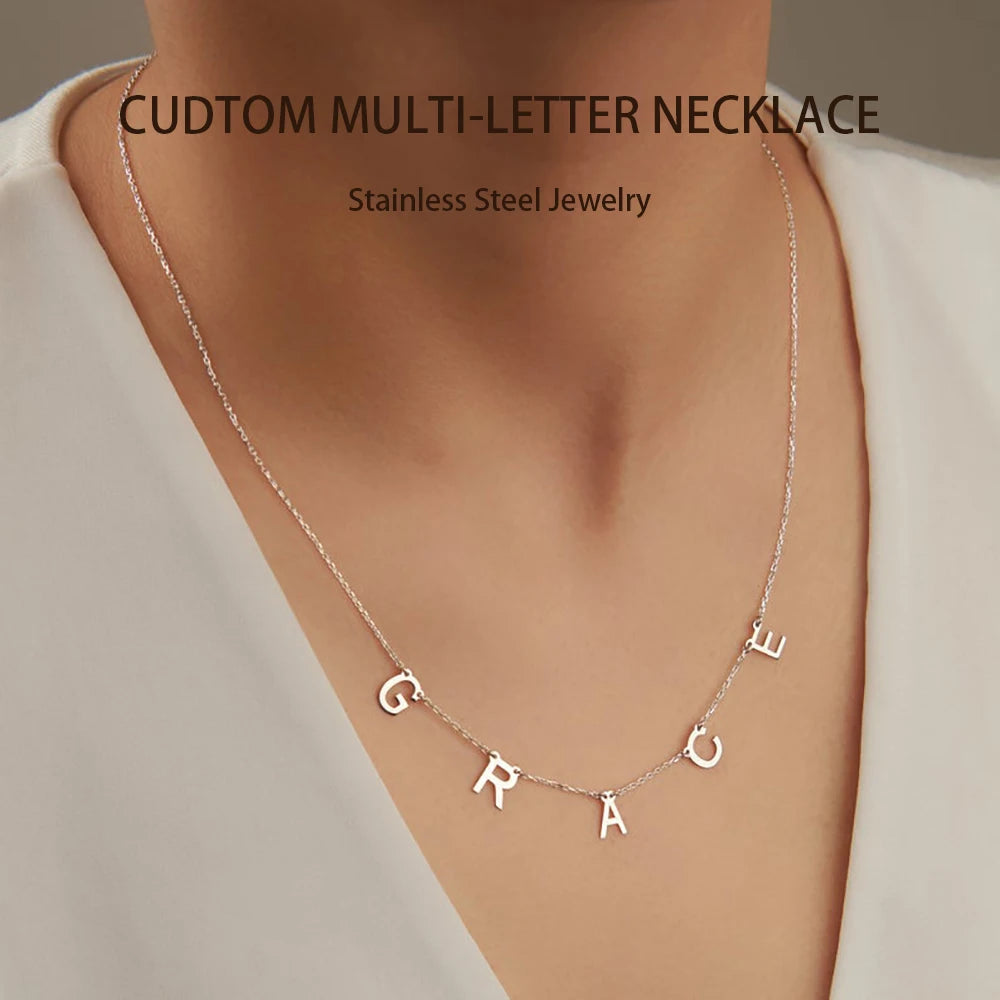 Personalized Letter Necklace for Women A-Z Stainless Steel Name Jewelry Gift for Mom Wife Customizable Special Gift