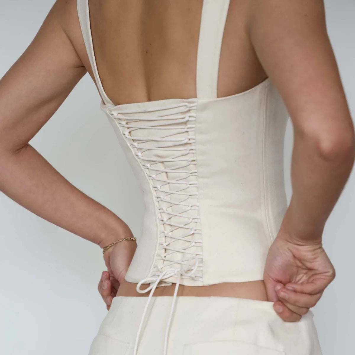 Sleeveless Corset Elegant Women Vintage Pure Cotton V-neck Crop Tops Bandage Corsets Camisole Y2k Clothes Summer Streetwear Vest